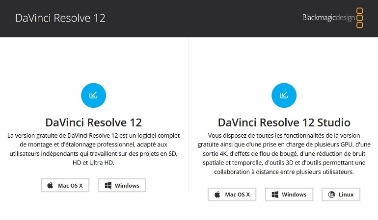 TELECHARGEMENT DAVINCI RESOLVE 12.1