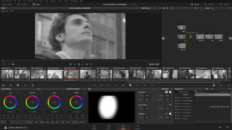 ETALONNAGE SOUS DAVINCI RESOLVE 12.5 DU CLIP DE GARCON D ARGENT