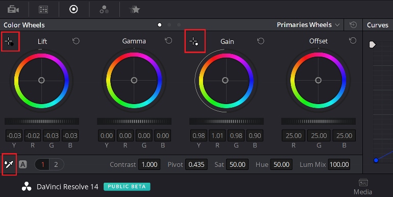 Pipette whitebalance DAVINCI RESLVE 14